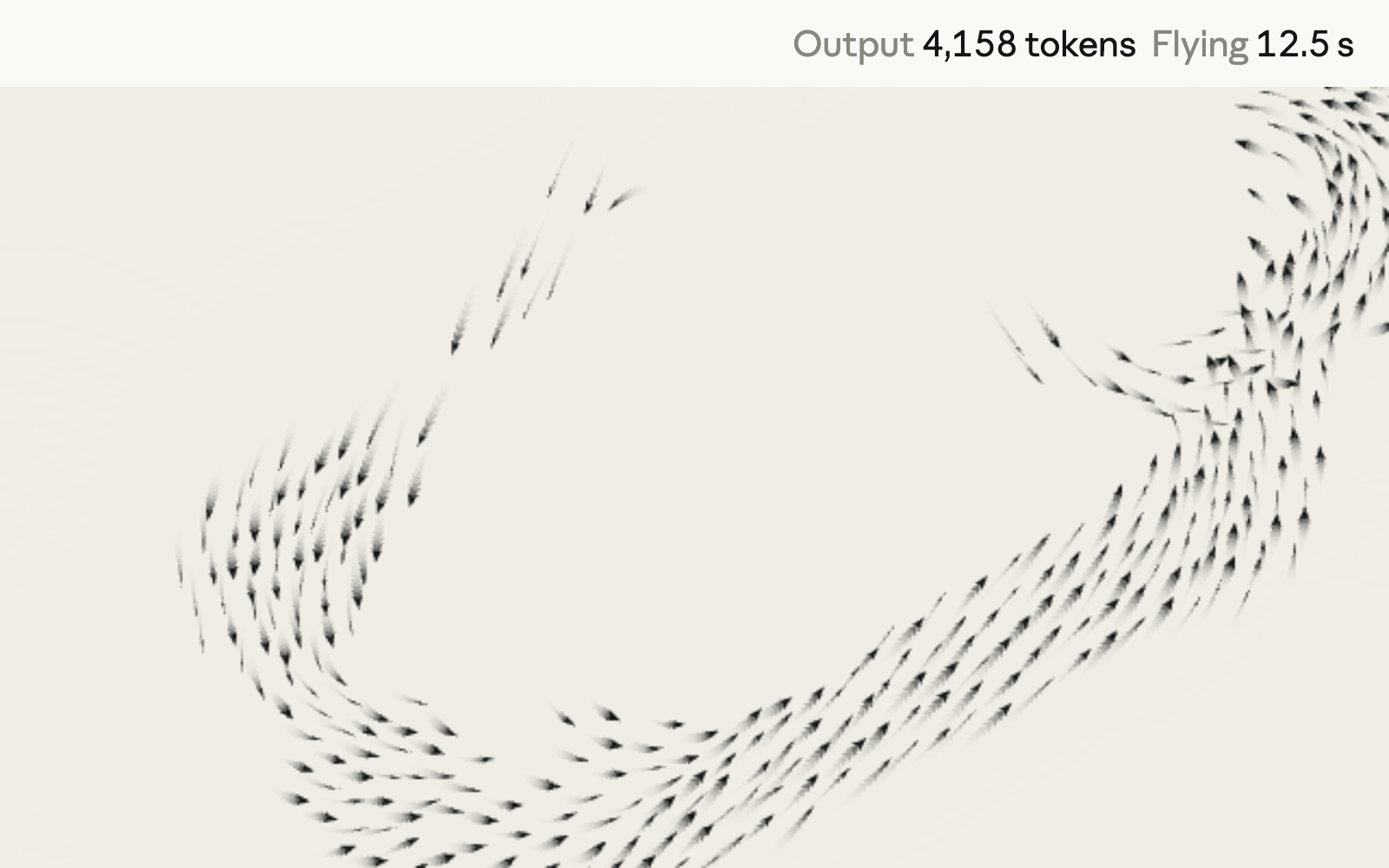 Sonnet 5.5’s finished starling murmuration simulation, rendered from the same prompt